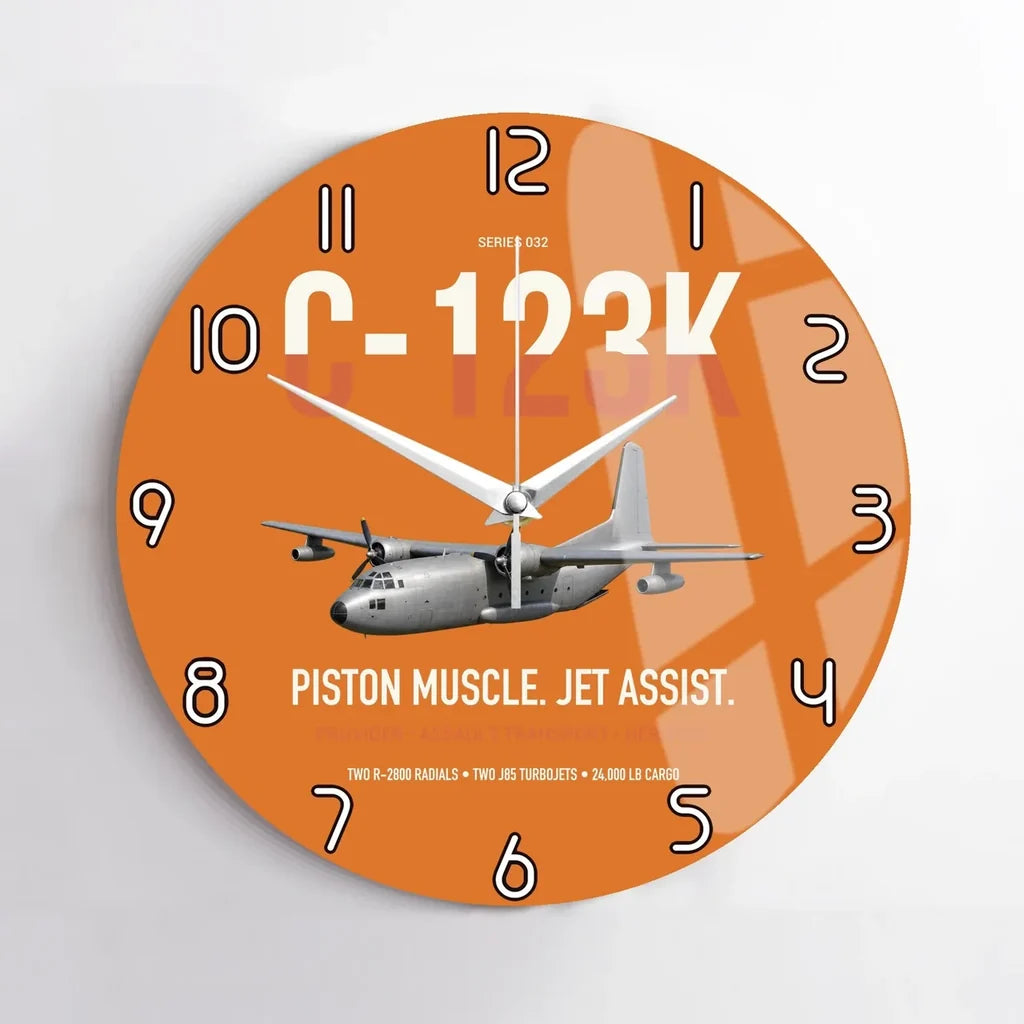 C-123K Provider design on orange no frame wall clock