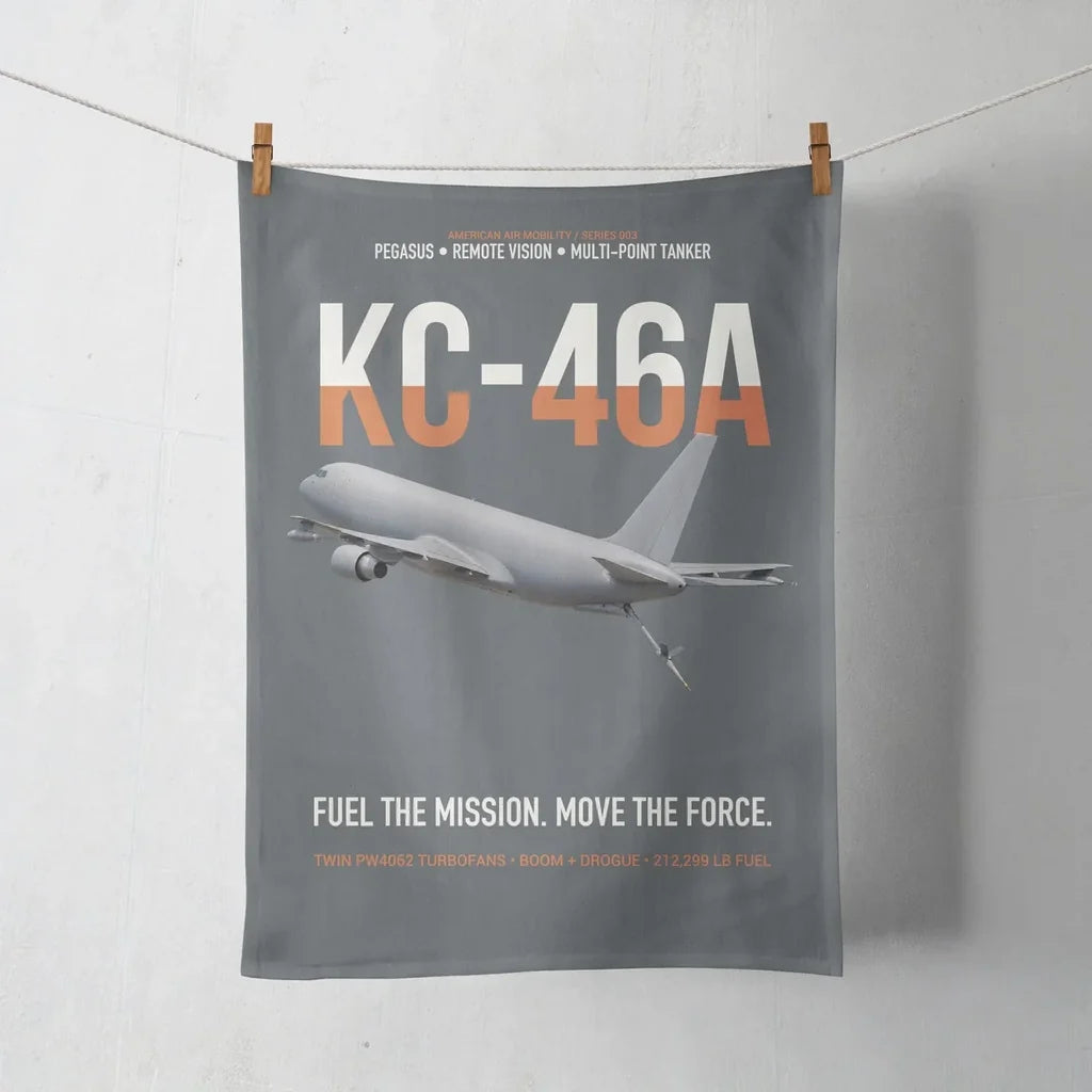 KC-46A PEGASUS design on gray towel