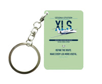 Thumbnail for Cessna Citation XLS design on light green designed key chain, double-side print