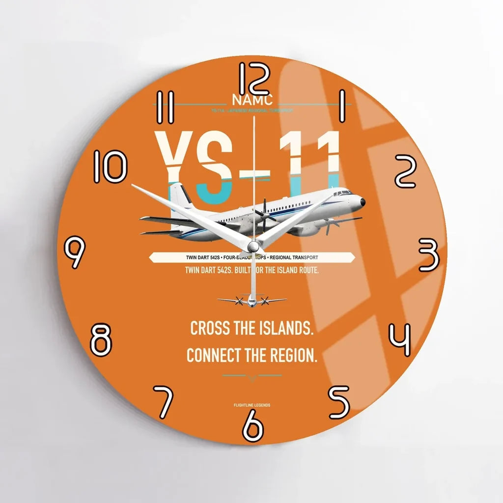 NAMC YS-11A design on orange no frame wall clock