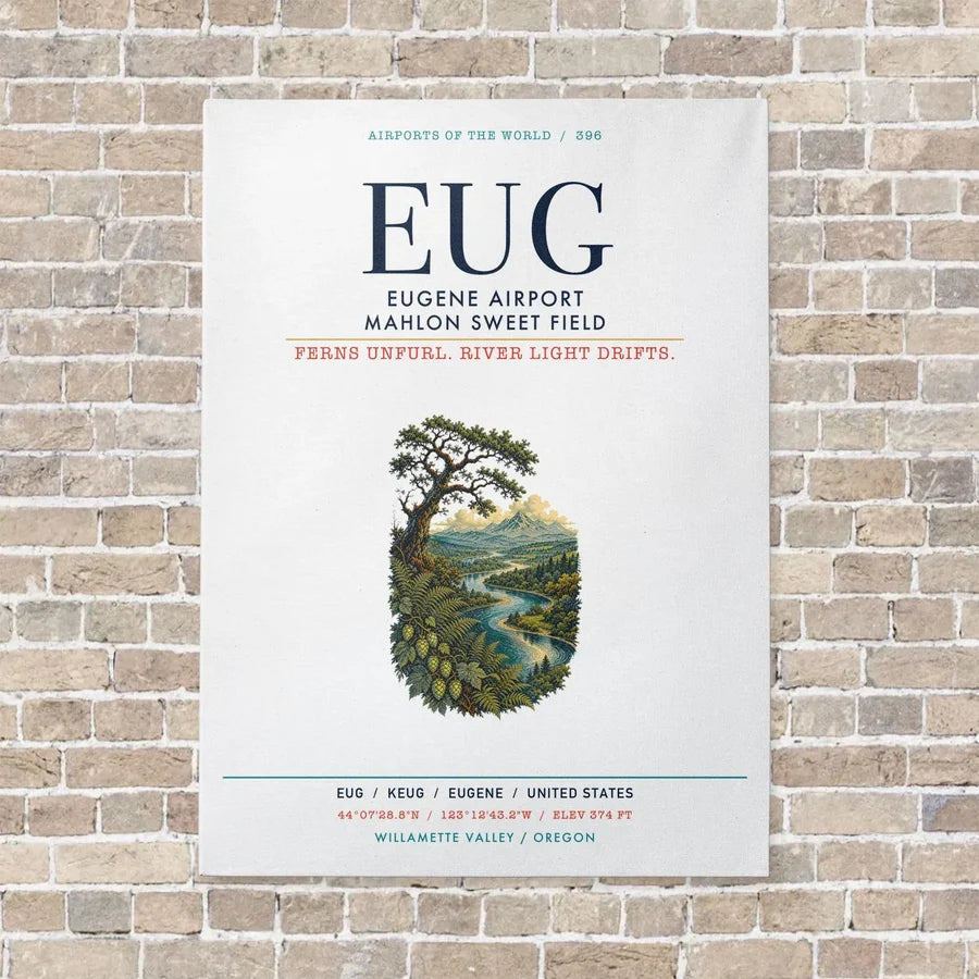 Eugene Airport Mahlon Sweet Field EUG vertical canvas print - no frame - white background
