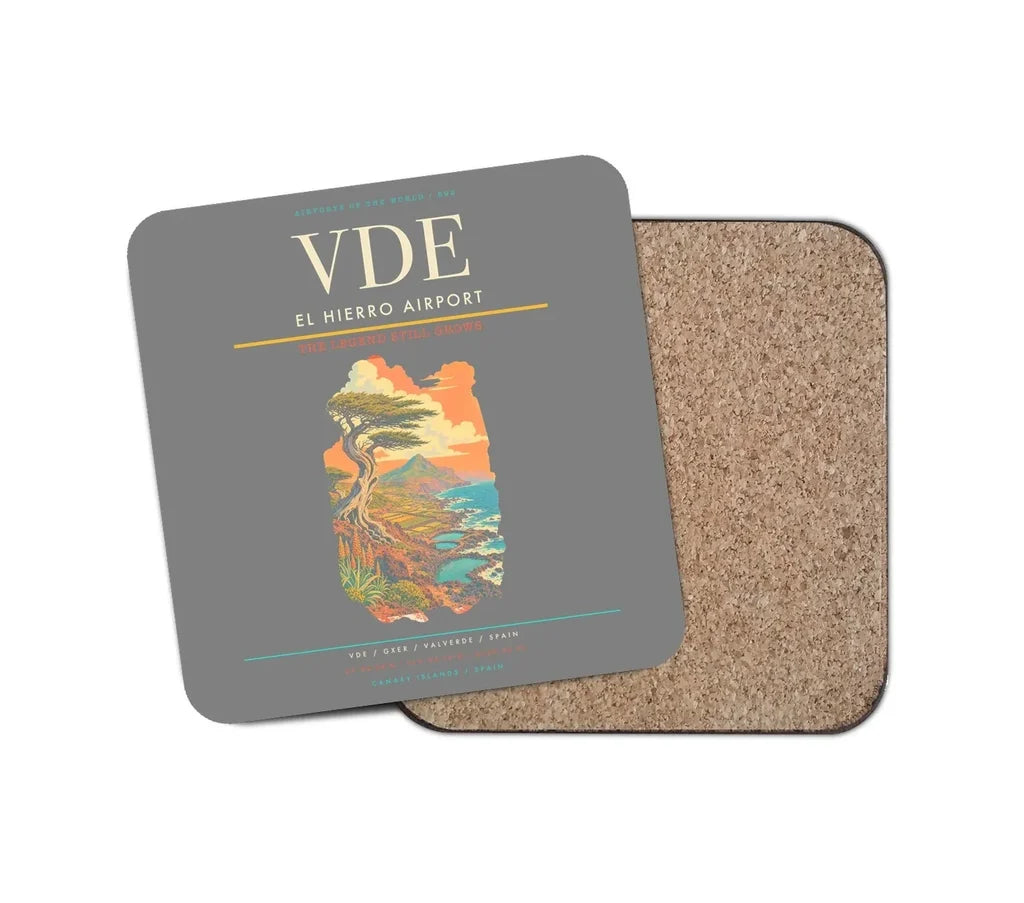 El Hierro Airport (VDE) design on gray 1 piece coaster