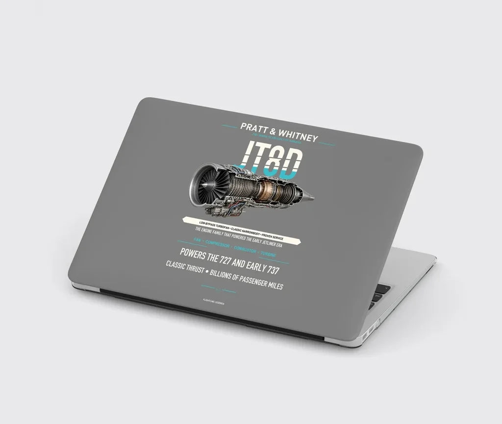 JT8D design on gray MacBook case
