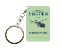 Thumbnail for Aérospatiale SA 316B Alouette III design on light green designed key chain, double-side print