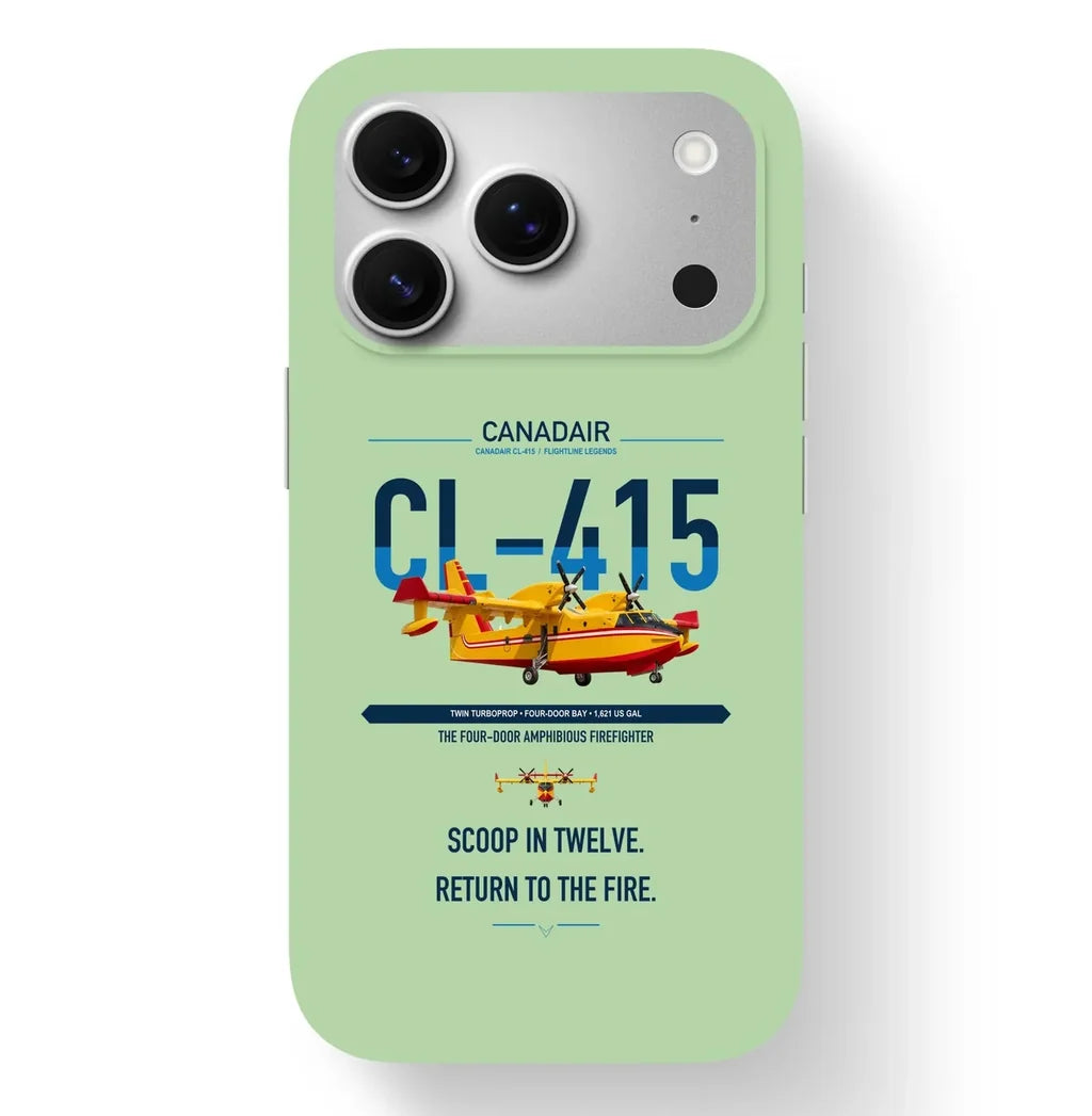 Canadair CL-415 design on light green magsafe iphone case, for iPhone 17 Pro