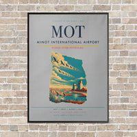 Thumbnail for Minot International Airport MOT vertical canvas print - framed - light gray background