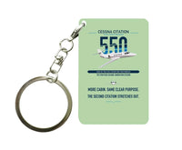 Thumbnail for Cessna Citation 550 - Citation II design on light green designed key chain, double-side print