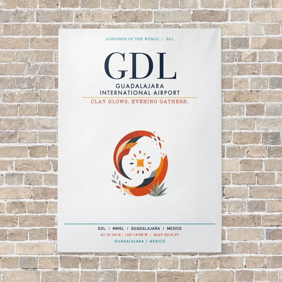 Guadalajara International Airport GDL vertical canvas print - no frame - white background