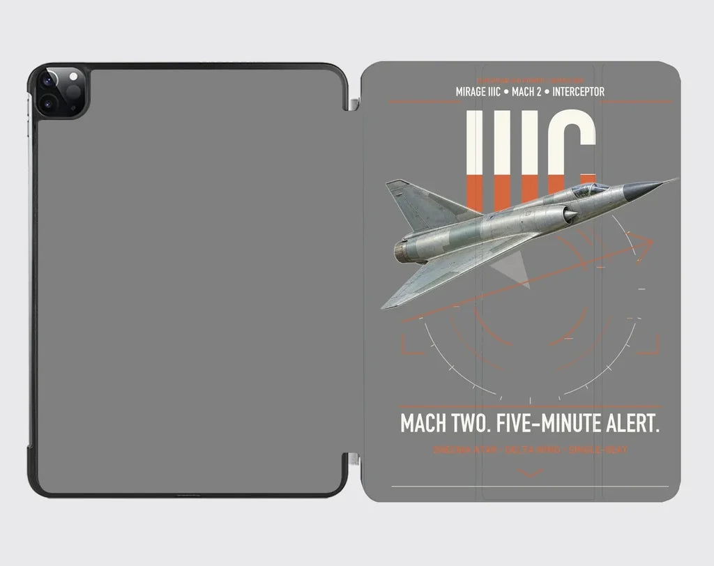 Dassault Mirage IIIC design on gray ipad tablet case