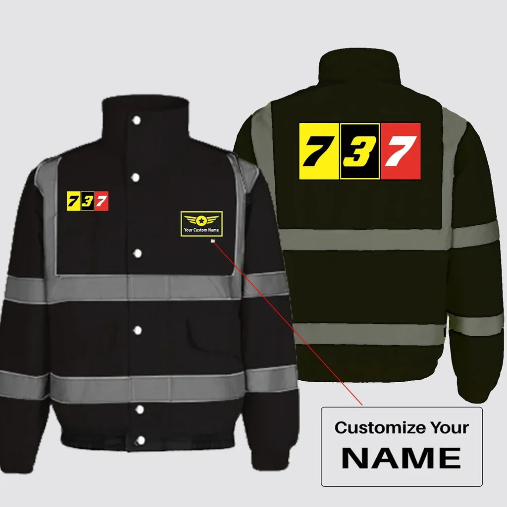Flat Colourful 737 Designed Reflective Winter Jackets - view 11