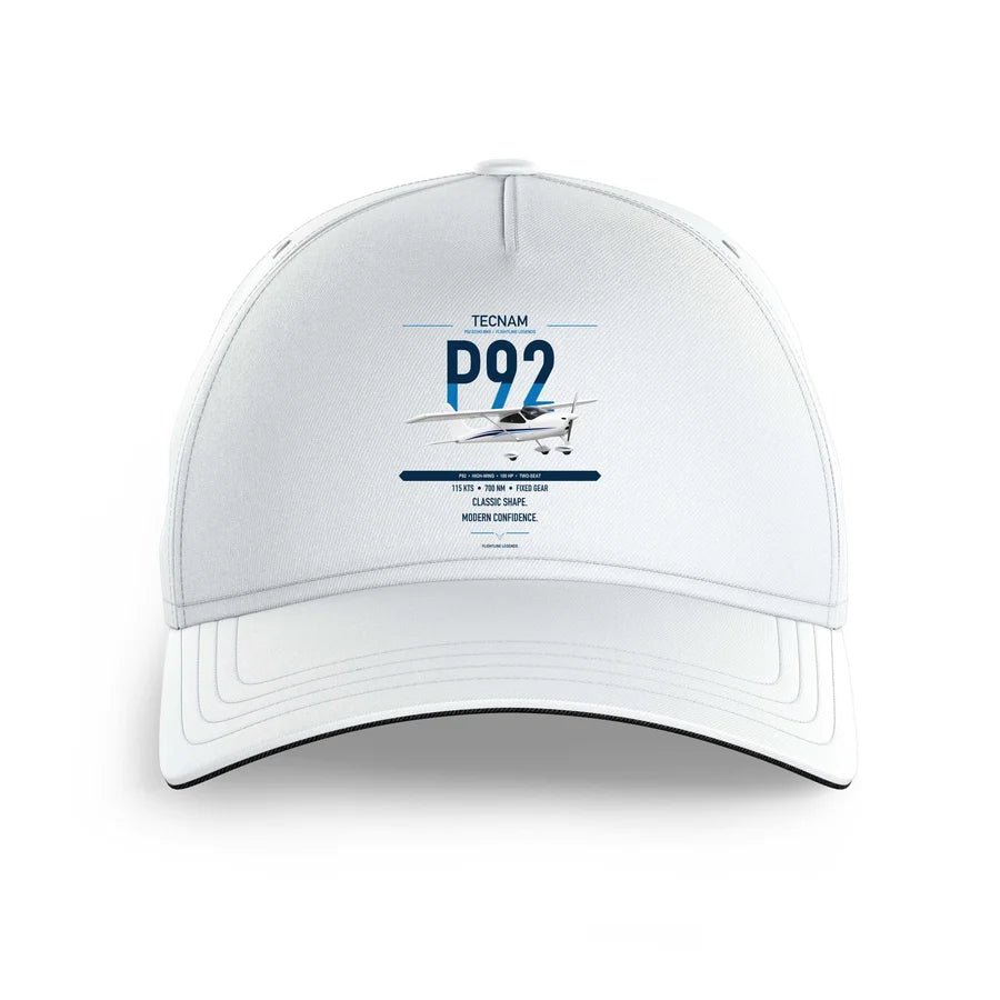 Tecnam P92 Echo MkII design on white printed hat