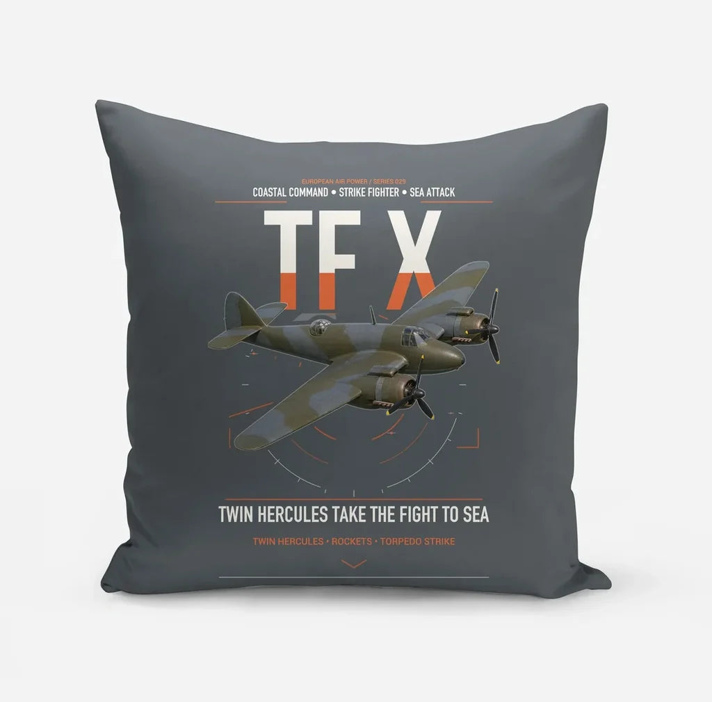 Bristol Beaufighter TF X design on gray pillow