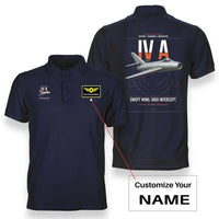 Thumbnail for Dassault Mystère IV A design on navy blue+name double-side polo t-shirt, double-side print