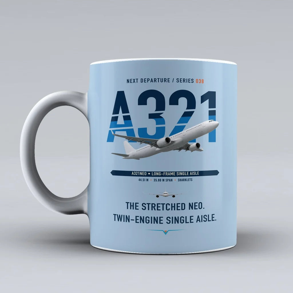 A321neo Mug design on light blue airbus