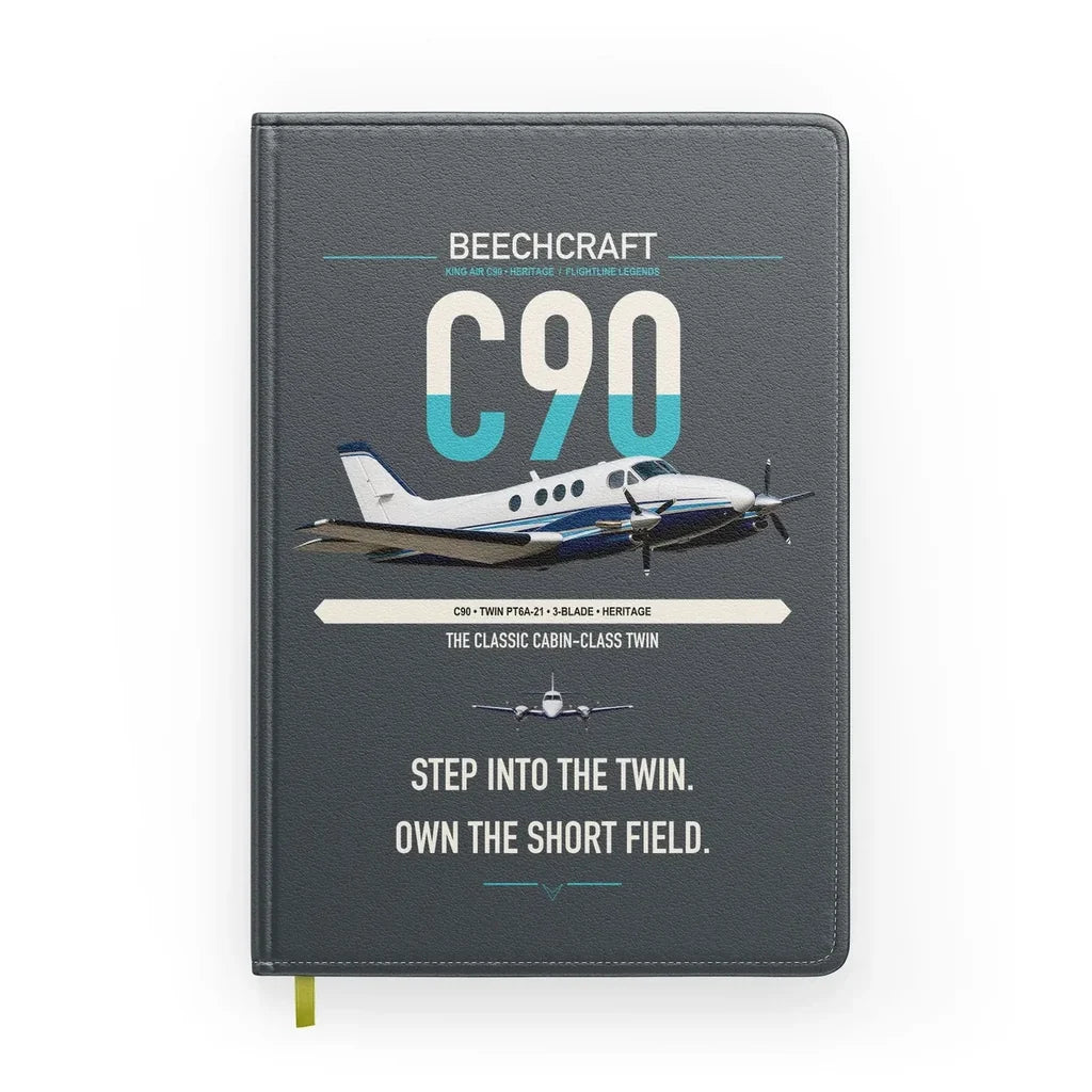 Beechcraft King Air C90 design on gray notebook