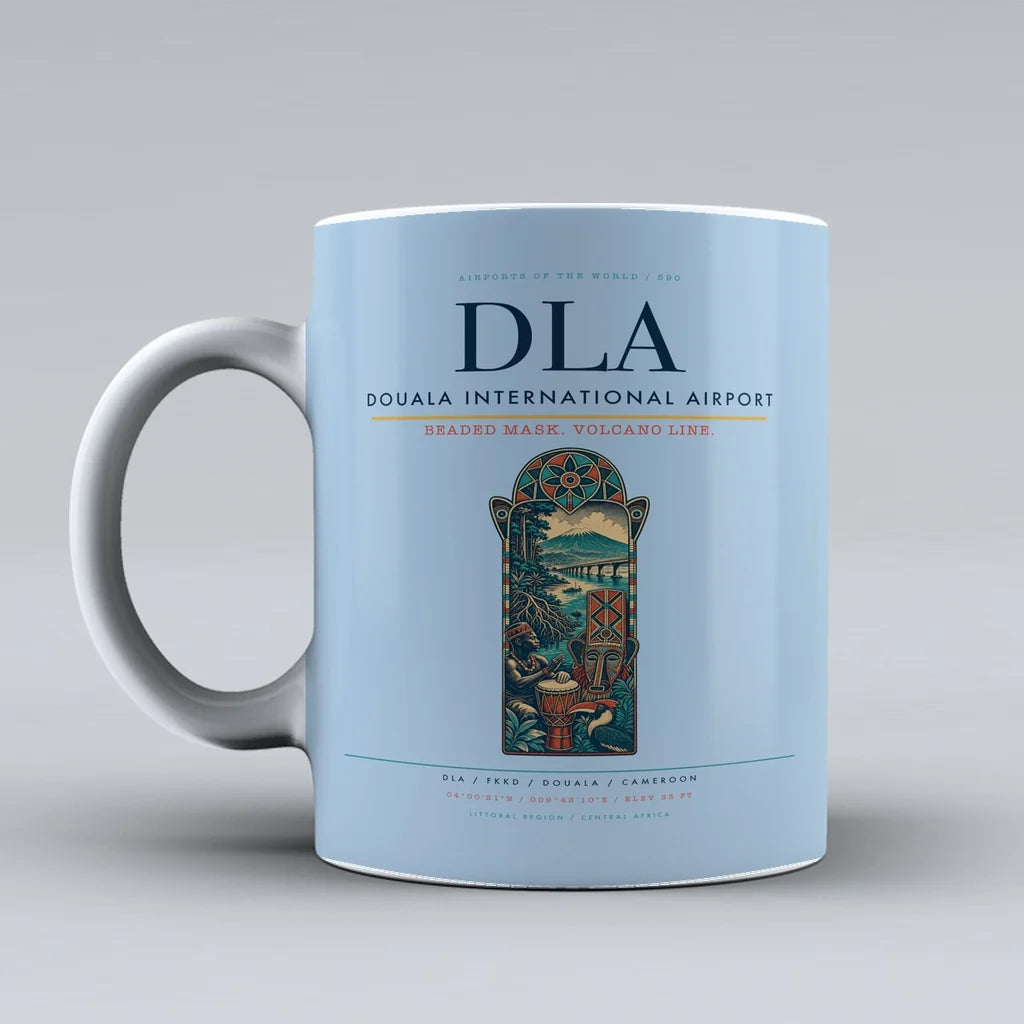 International Airport DLA Mug design on light blue douala