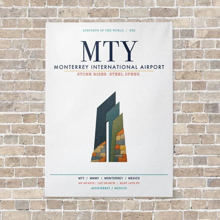 Monterrey International Airport MTY vertical canvas print - no frame - white background