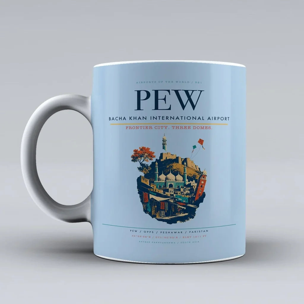 Bacha Khan International Airport PEW Mug - Light Blue