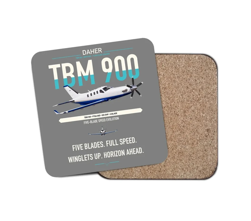 Daher TBM 900 design on gray 1 piece coaster