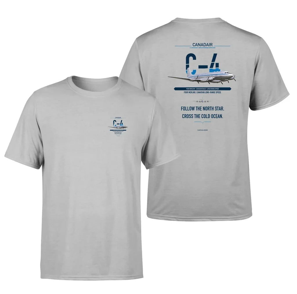 Canadair C-4 Argonaut - North Star design on light gray t shirt
