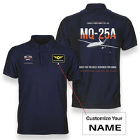 Thumbnail for MQ-25A STINGRAY design on navy blue+name double-side polo t-shirt, double-side print
