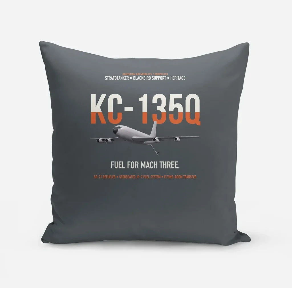 KC-135Q Blackbird Tanker design on gray pillow
