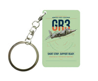 Thumbnail for Hawker Siddeley Harrier GR3 design on light green designed key chain, double-side print