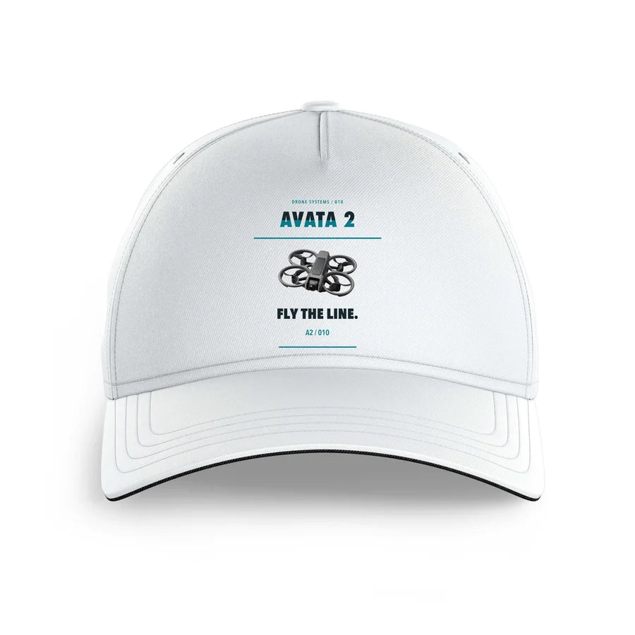 DJI Avata 2 design on white printed hat