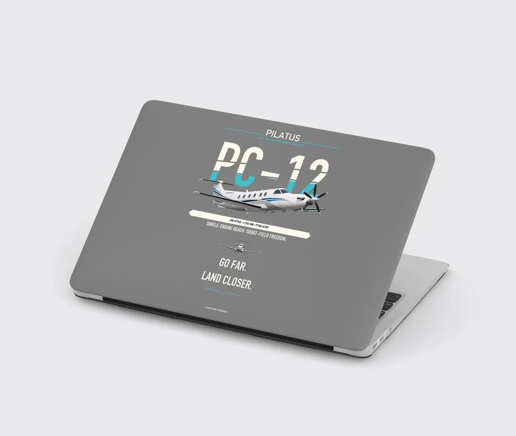 Pilatus PC-12 PRO design on gray MacBook case