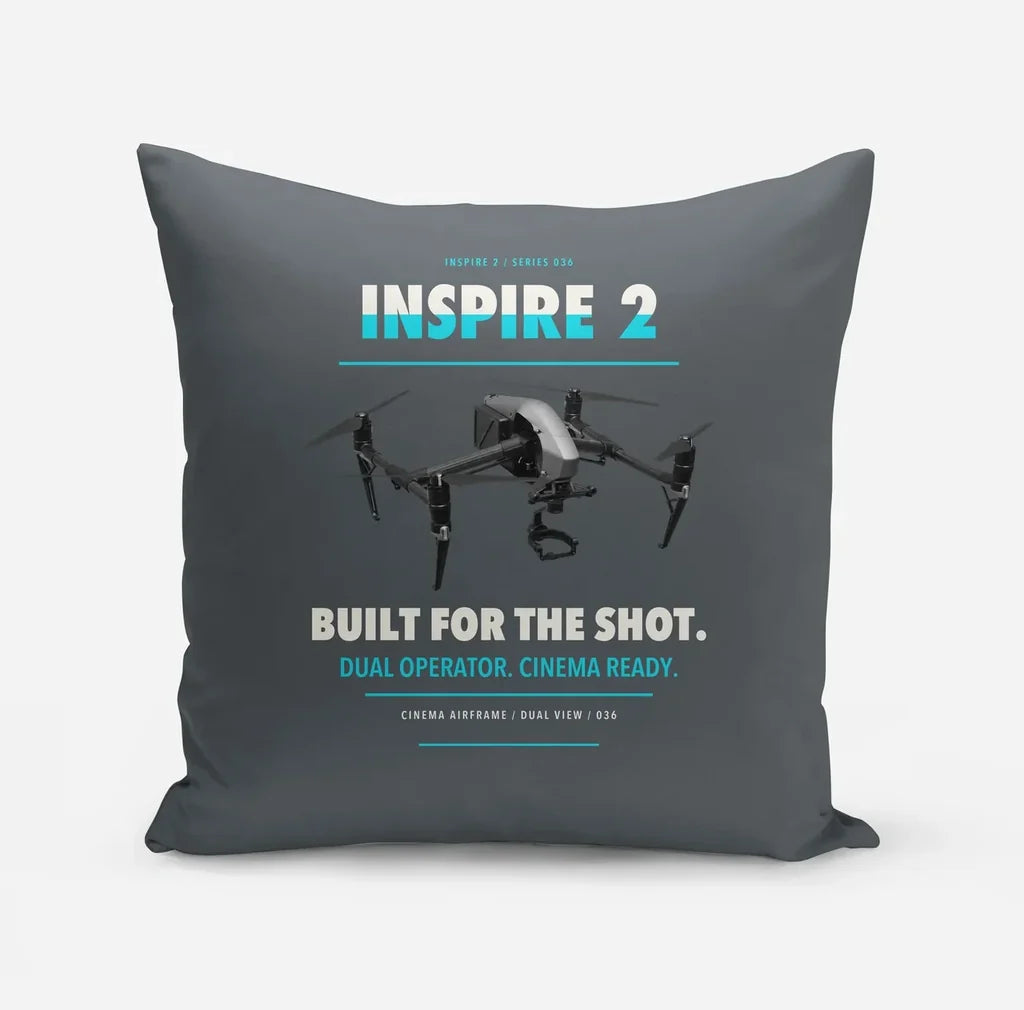 DJI Inspire 2 design on gray pillow