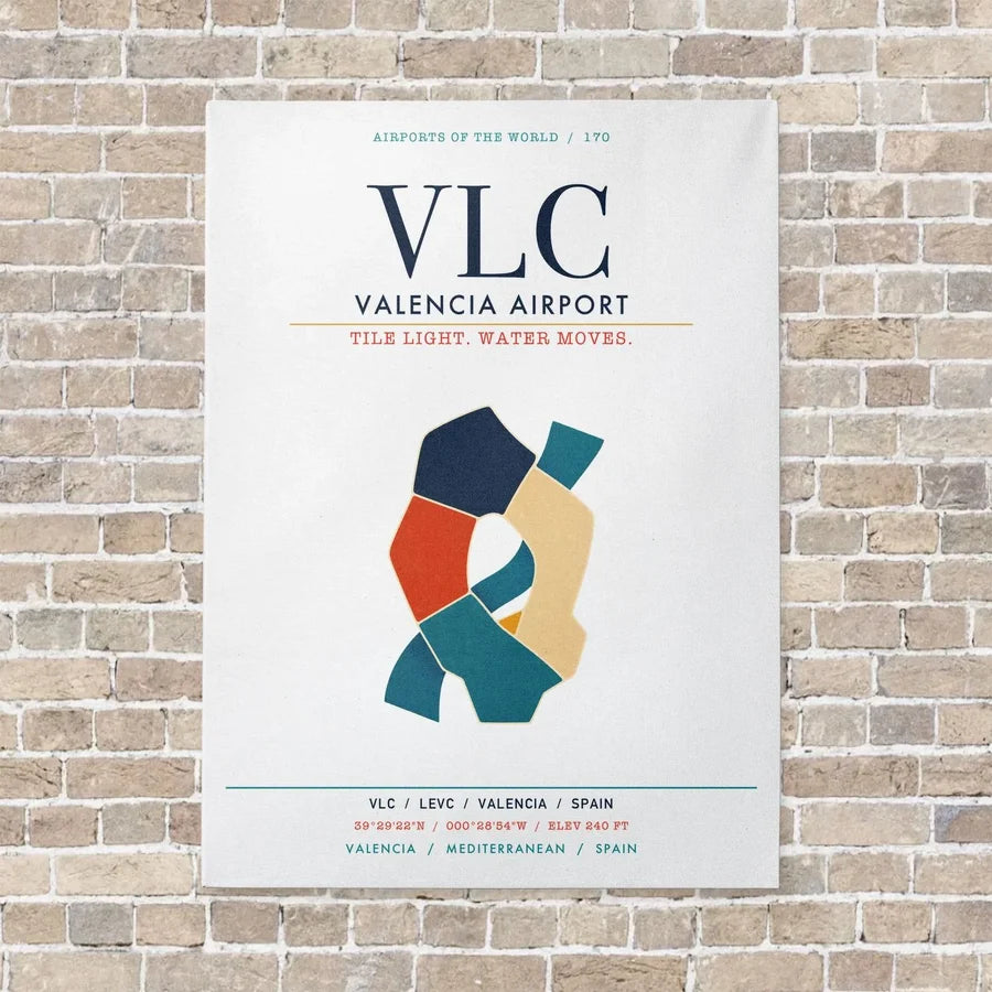 Valencia Airport VLC vertical canvas print - no frame - white background
