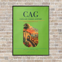 Thumbnail for Cagliari Elmas Airport CAG - Canvas Framed - Light Green