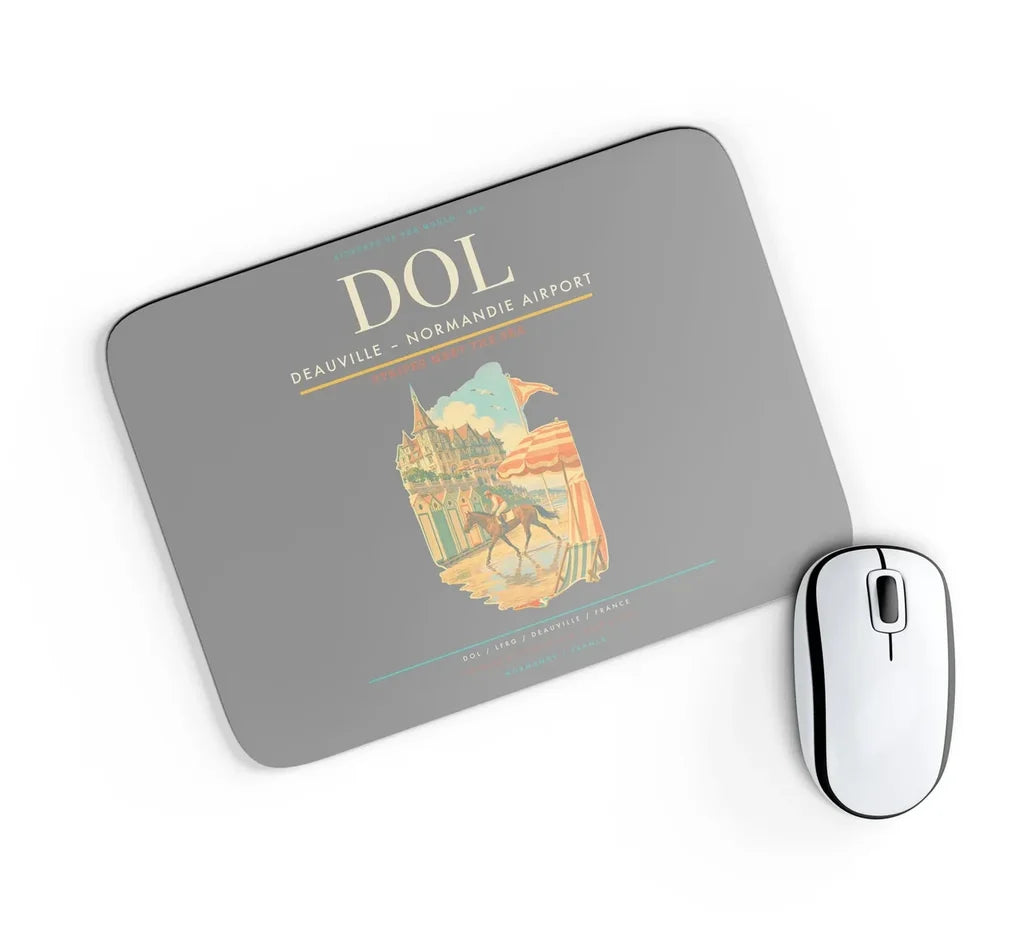 Deauville – Normandie Airport (DOL) design on gray rectangle mouse pad