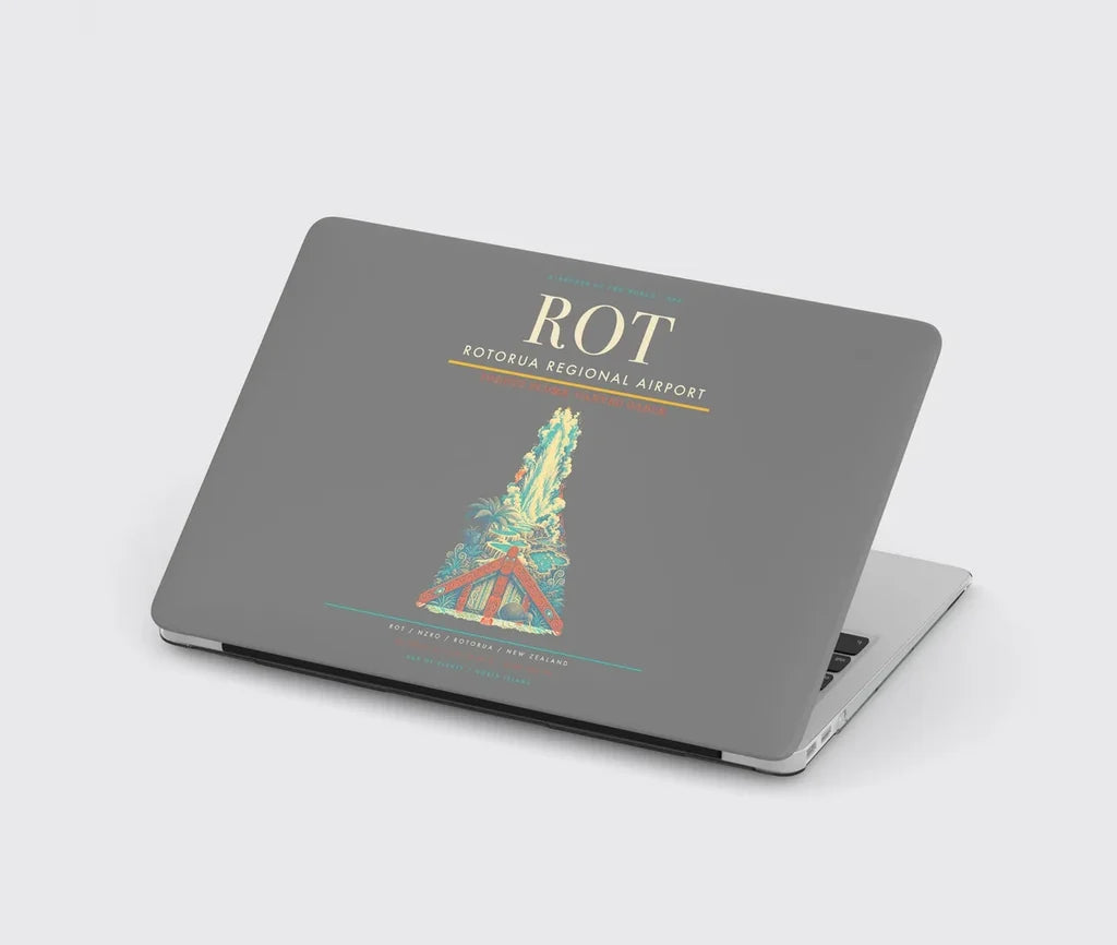 Rotorua Regional Airport (ROT) design on gray MacBook case