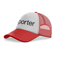 Thumbnail for Porter Airlines aviation design printed on red trucker cap
