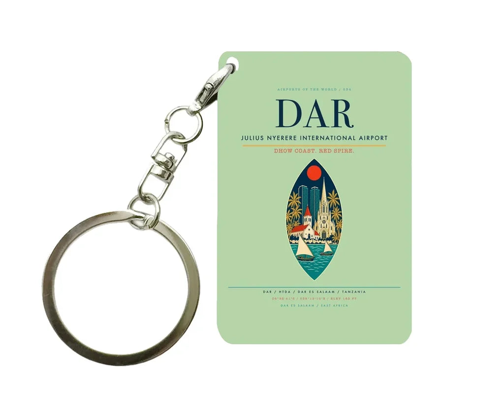 Julius Nyerere International Airport DAR Key Chain design on light green key chain