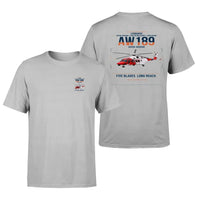 Thumbnail for Leonardo AW189 design on light gray t-shirt, double-side print