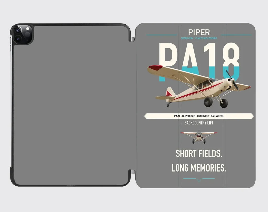 Piper PA-18 Super Cub design on gray ipad tablet case