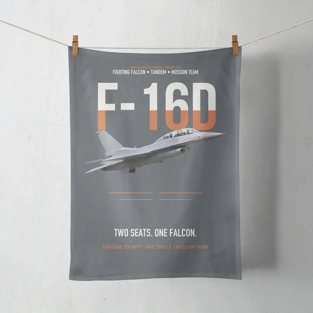 F-16D Fighting Falcon Two Seats One Falcon design on gray towel
