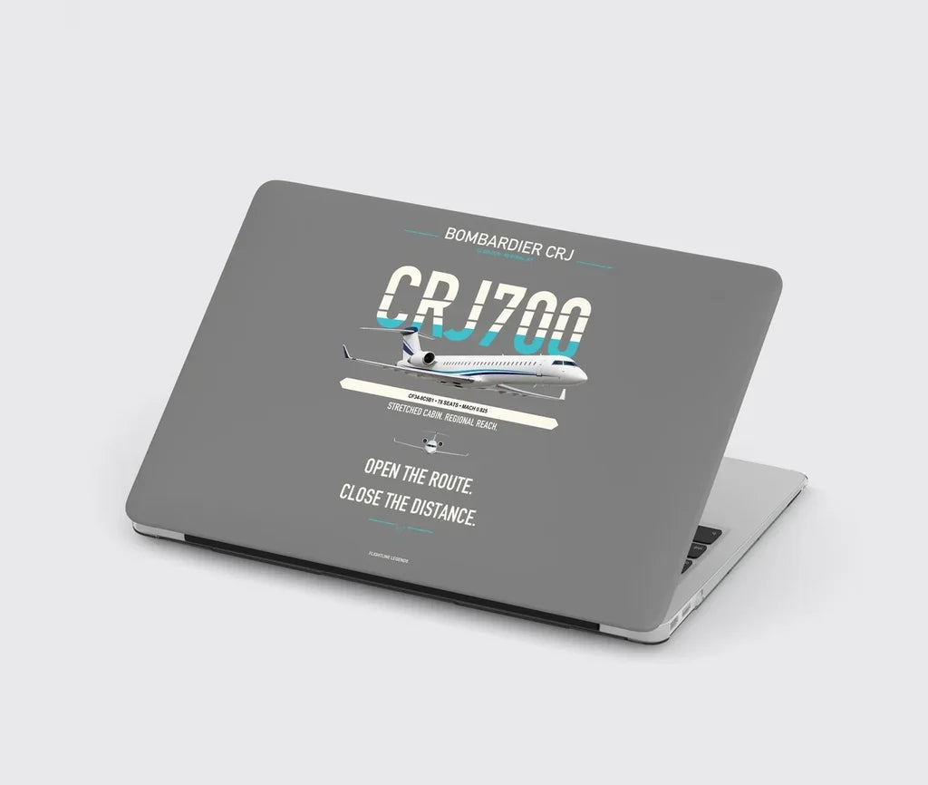 Bombardier CRJ700 design on gray MacBook case