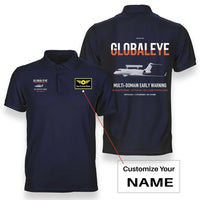 Thumbnail for Saab GlobalEye design on navy blue+name double-side polo t-shirt, double-side print