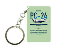 Thumbnail for Pilatus PC-24 design on light green designed key chain, double-side print