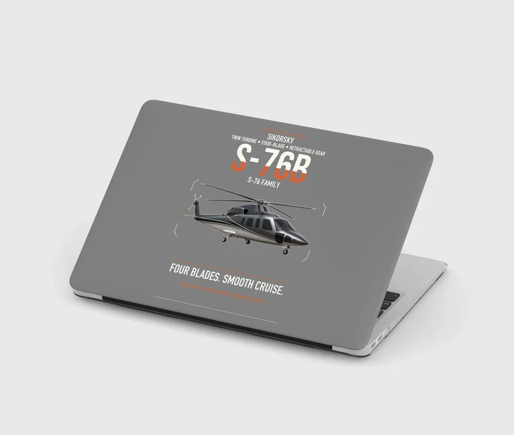 Sikorsky S-76B design on gray MacBook case