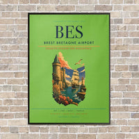 Thumbnail for Brest Bretagne Airport BES - Canvas Framed - Light Green