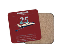 Thumbnail for Bombardier Learjet 25 design on dark red 1 piece coaster