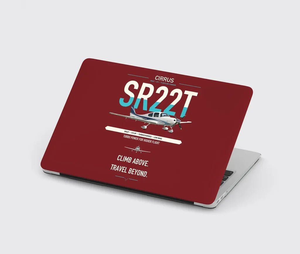 Cirrus SR22T design on dark red MacBook case