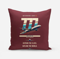 Thumbnail for Boeing 777-200LR design on dark red pillow