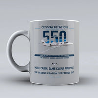 Thumbnail for Cessna Citation 550 - Citation II design on light gray ceramic mug, double-side print