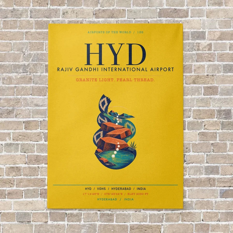 Rajiv Gandhi International Airport Hyderabad HYD vertical canvas print - no frame - yellow background