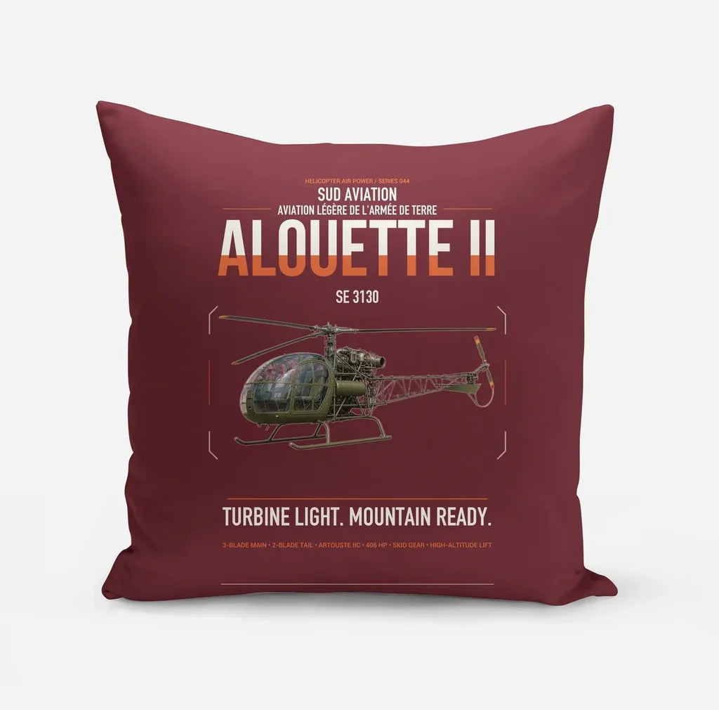 Sud Aviation SE 3130 Alouette II design on dark red pillow